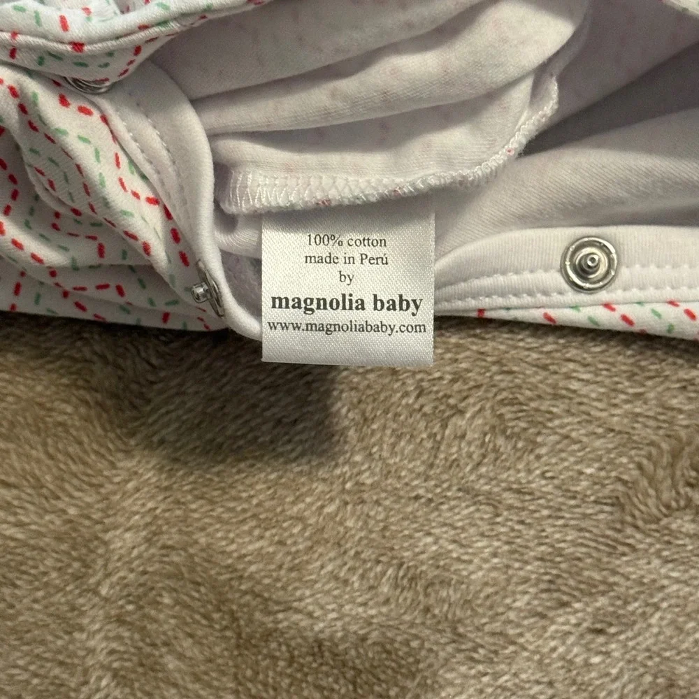 Magnolia Baby Gingerbread Man Footed Sleeper Pima Cotton Red Green Chevron 6M